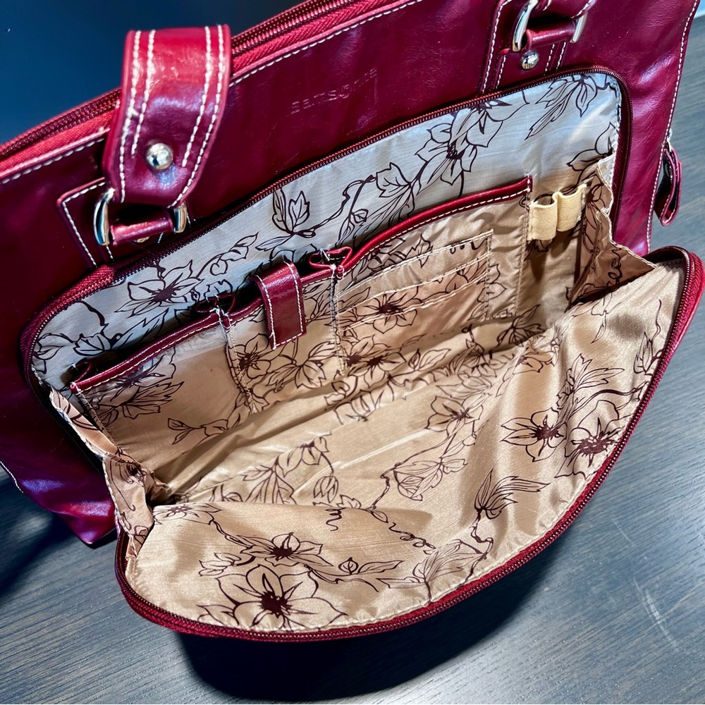 NWOT SAMSONITE Red Laptop Tote Work Carryall Teacher Bag Travel Vegan Fits 16.5” - Picture 8 of 16